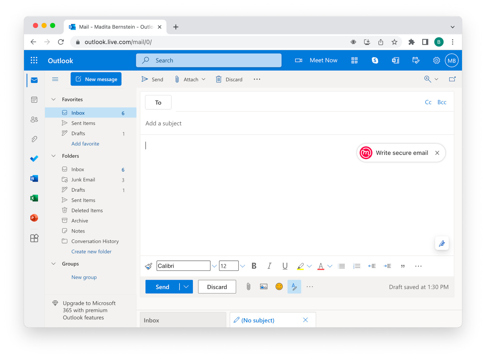 Abrir el Editor de Mailvelope en Outlook.com