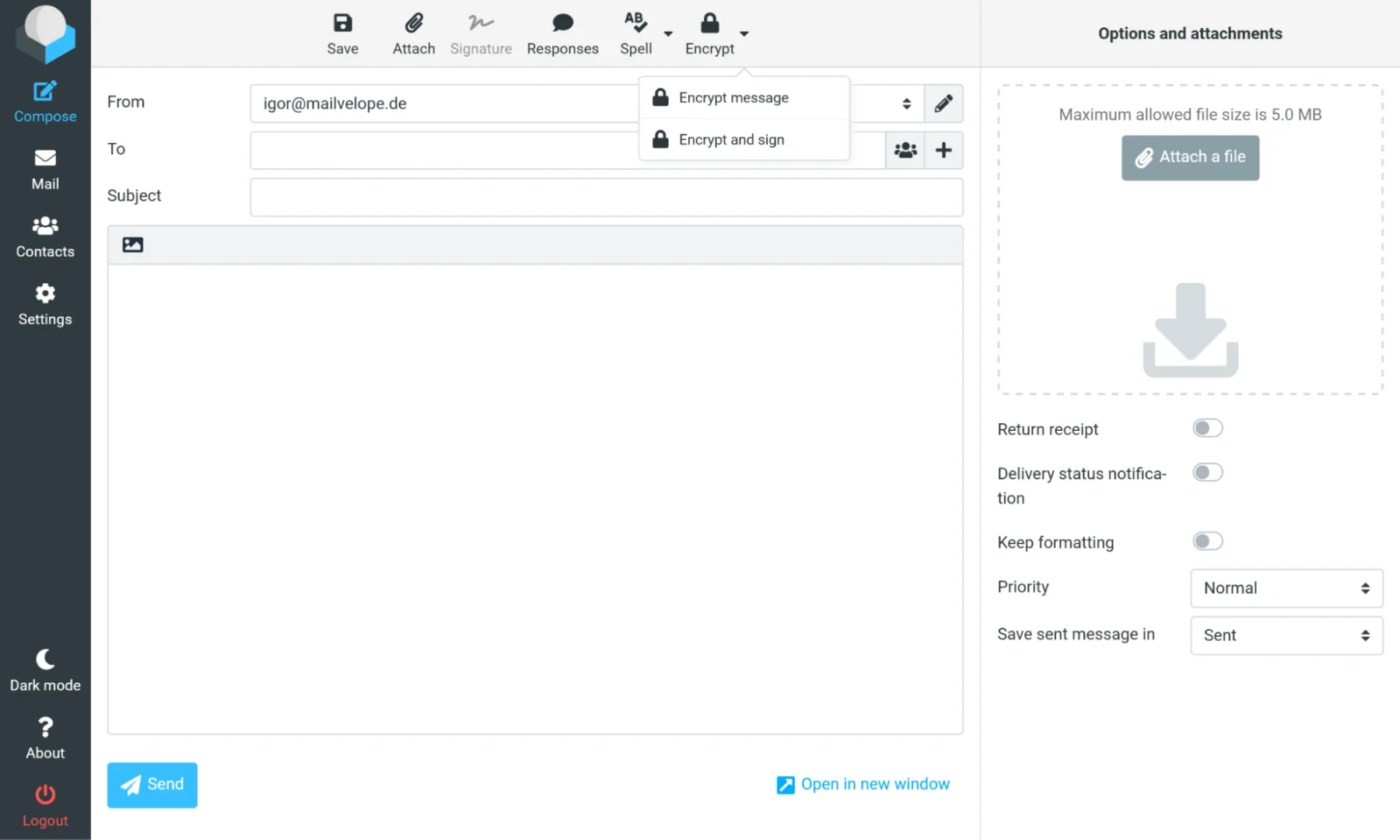 Domain in Mailvelope autorisieren