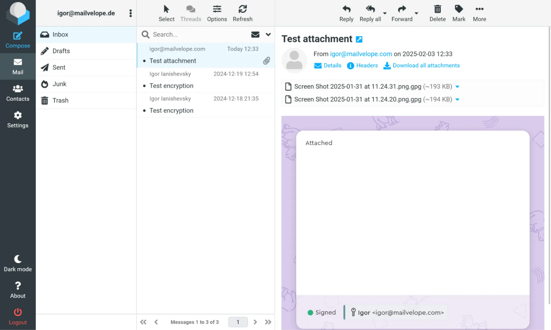Roundcube-Editor mit aktiviertem Mailvelope