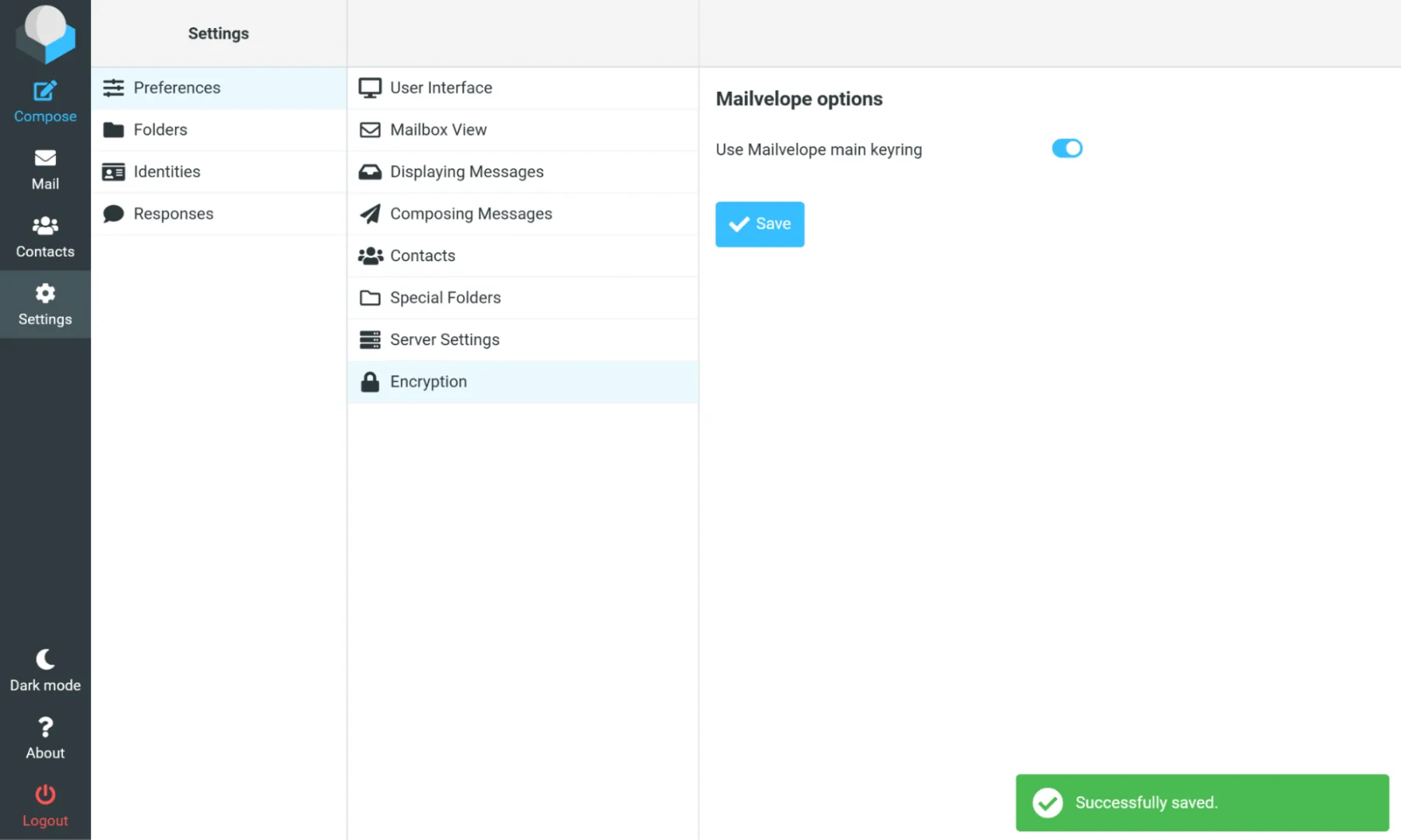 Roundcube Verschlüsselungs-Schaltfläche
